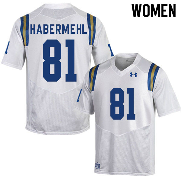 Women #81 Hudson Habermehl UCLA Bruins College Football Jerseys Sale-White